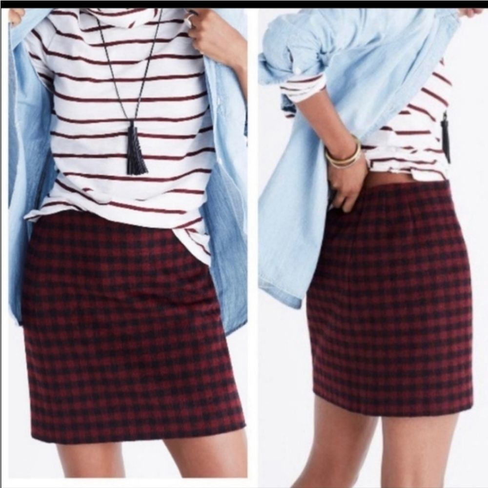 Madewell Wool Blend Mini Skirt Upstate Buffalo Check Red/black Size 4